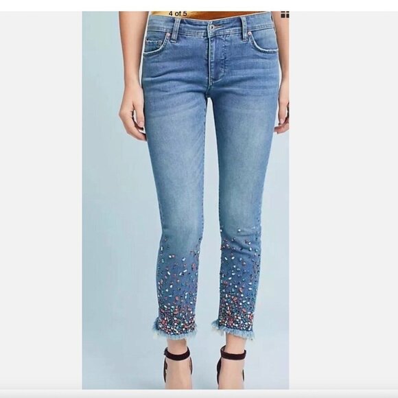 Anthropologie Pilcro Mid-Rise Slim Straight Jeans Size 24P NWT - Picture 1 of 14